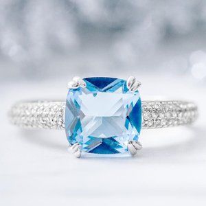 Blue Topaz Ring, 925 Sterling Silver Charmed Aroma Birthstone Collection